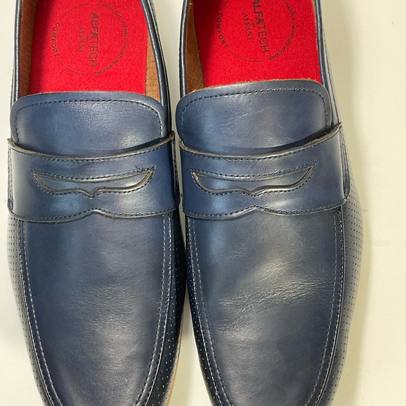 Alfani Mens Alfatech Blaine Leather Slip-On Oxfords Navy Penny Loafers Size 12M - Picture 7 of 16